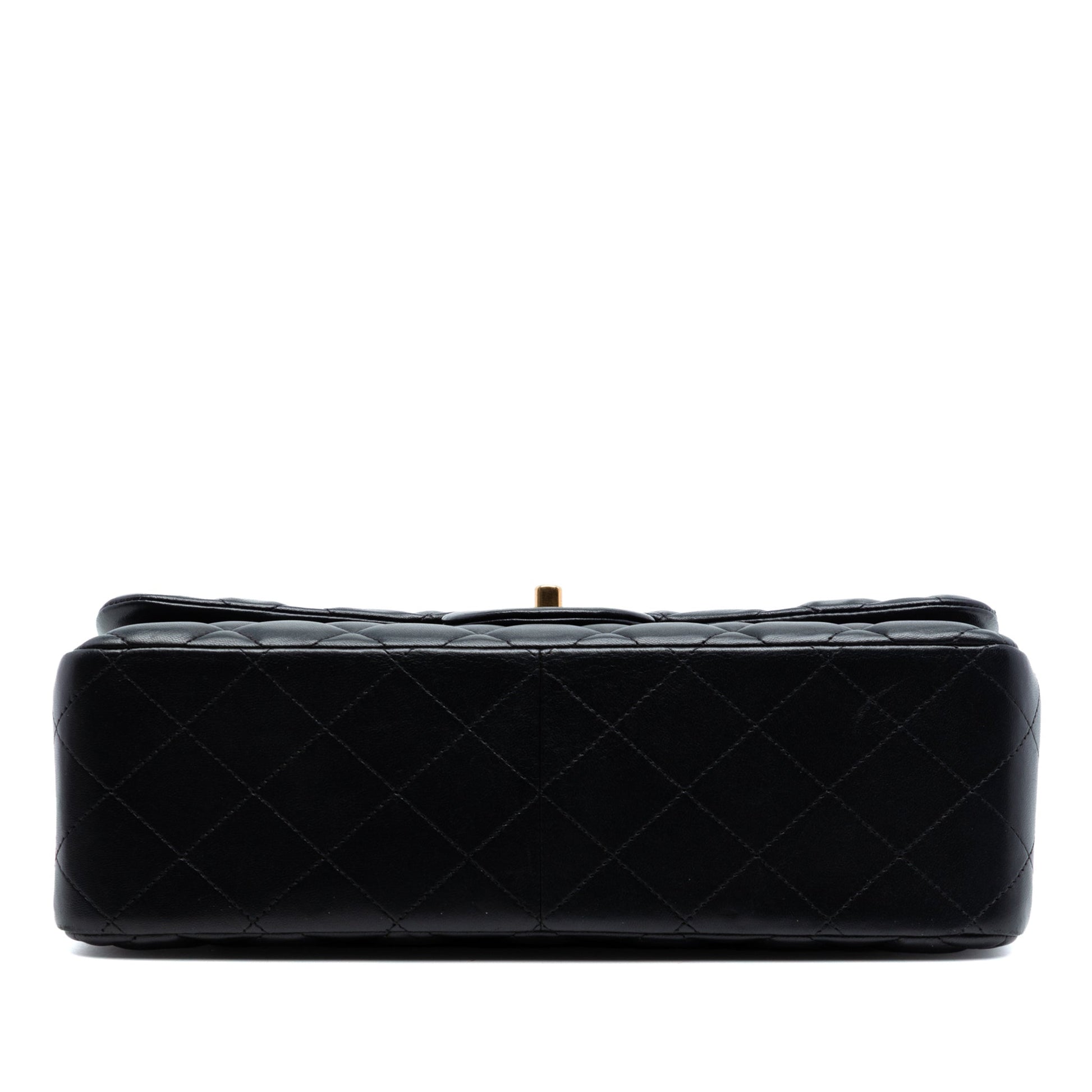 Second hand Chanel Classic Double Flap Jumbo Lambskin Leather Matelassè Handbag Black - Tabita Bags