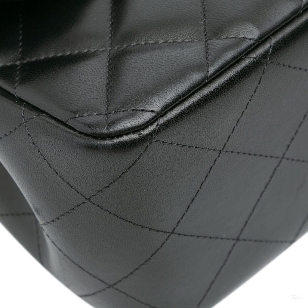 Second hand Chanel Classic Double Flap Jumbo Lambskin Leather Matelassè Handbag Black - Tabita Bags