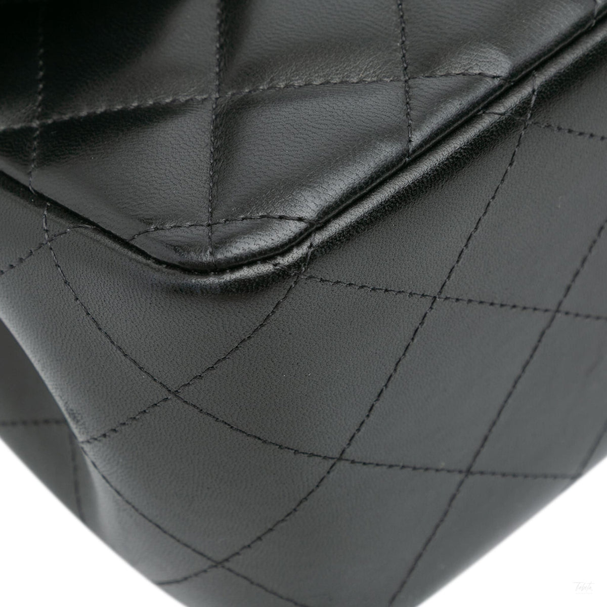 Second hand Chanel Classic Double Flap Jumbo Lambskin Leather Matelassè Handbag Black - Tabita Bags