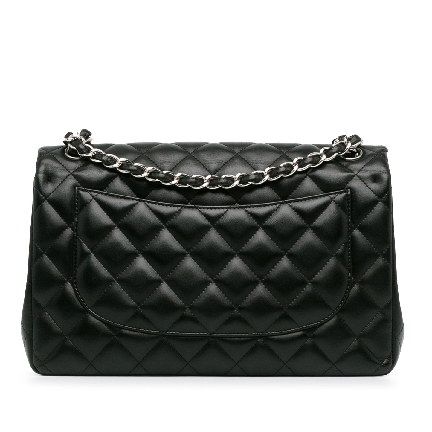 Second hand Chanel Classic Double Flap Jumbo Lambskin Leather Matelassè Handbag Black - Tabita Bags