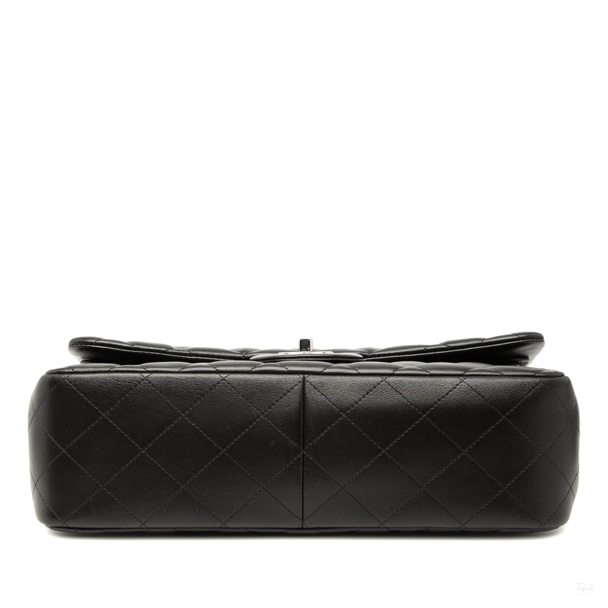 Second hand Chanel Classic Double Flap Jumbo Lambskin Leather Matelassè Handbag Black - Tabita Bags