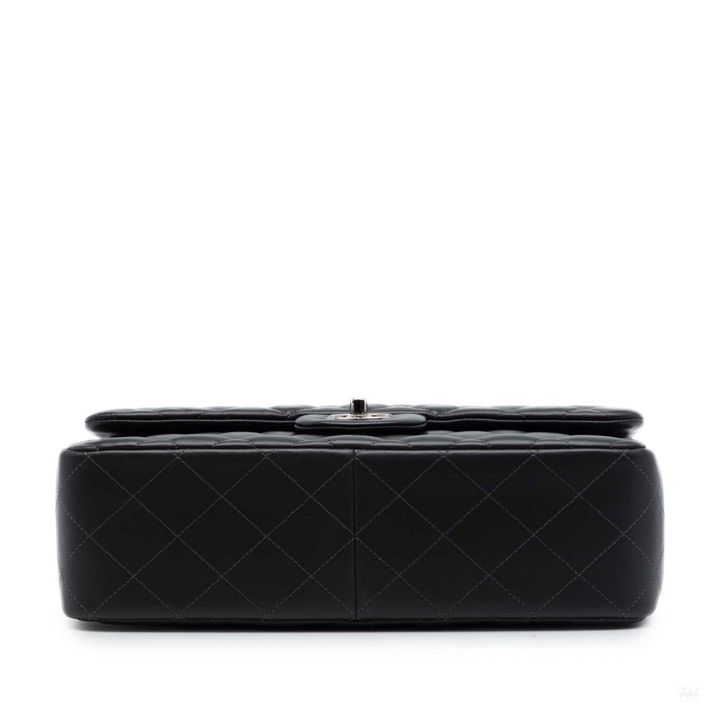 Second hand Chanel Classic Double Flap Jumbo Lambskin Leather Matelassè Handbag Black - Tabita Bags