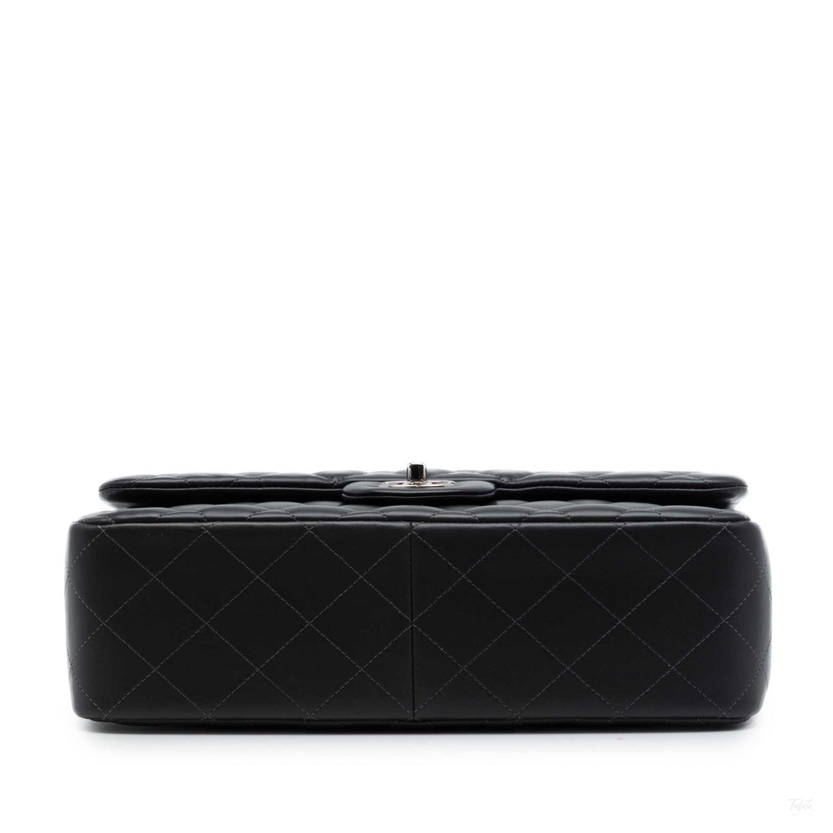 Second hand Chanel Classic Double Flap Jumbo Lambskin Leather Matelassè Handbag Black - Tabita Bags