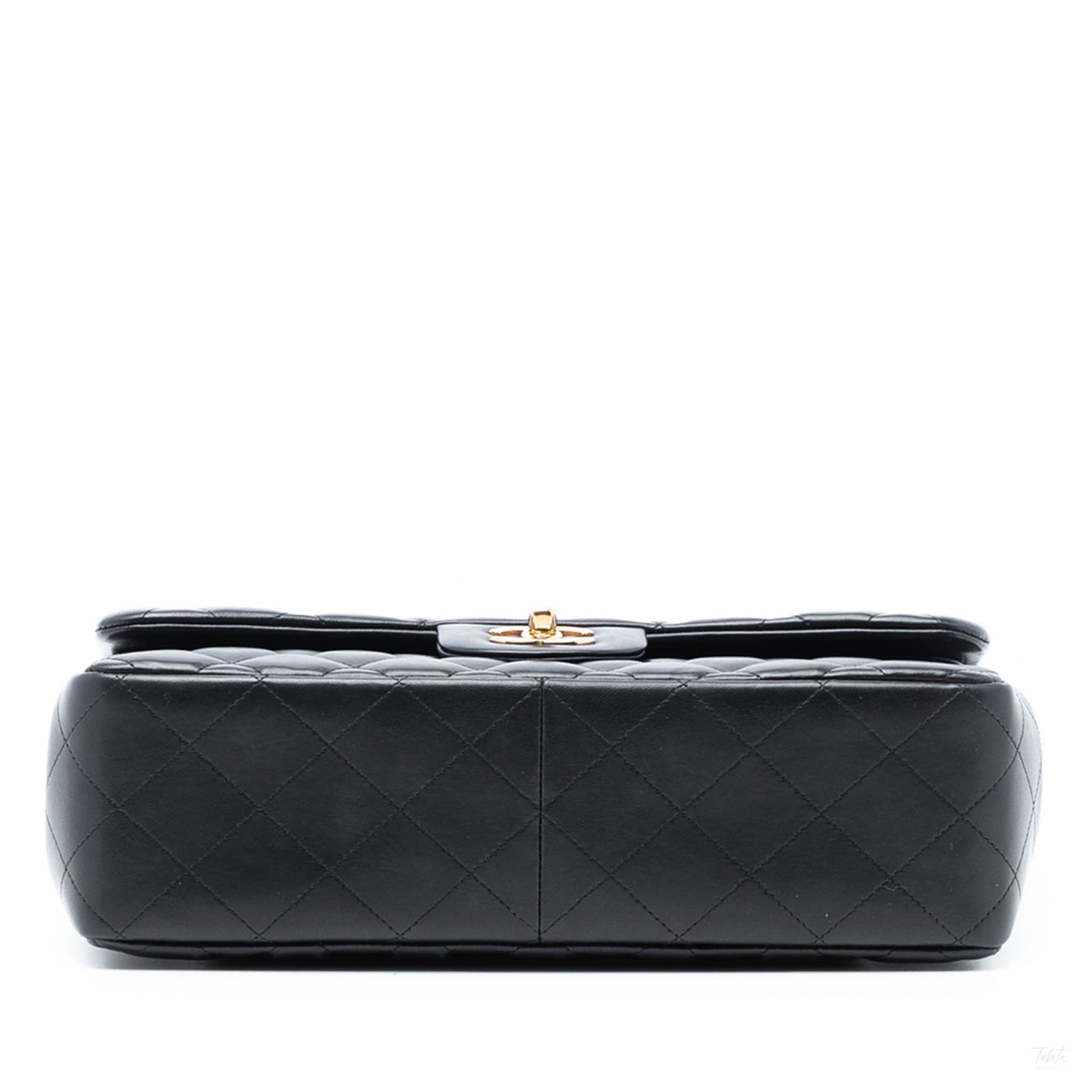 Second hand Chanel Classic Double Flap Jumbo Lambskin Leather Matelassè Handbag Black - Tabita Bags