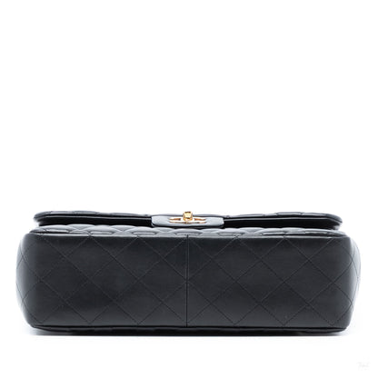 Second hand Chanel Classic Double Flap Jumbo Lambskin Leather Matelassè Handbag Black - Tabita Bags