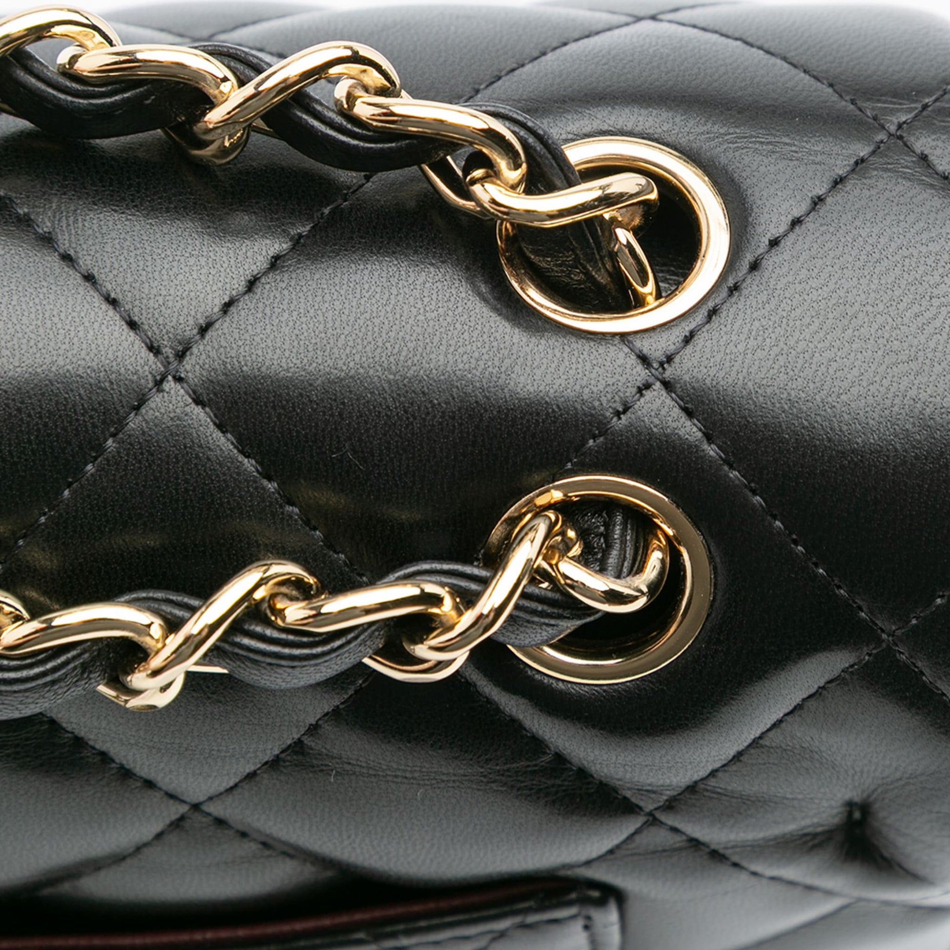 Second hand Chanel Classic Double Flap Jumbo Lambskin Leather Matelassè Handbag Black - Tabita Bags