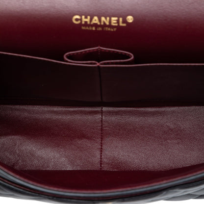 Second hand Chanel Classic Double Flap Jumbo Lambskin Leather Matelassè Handbag Black - Tabita Bags