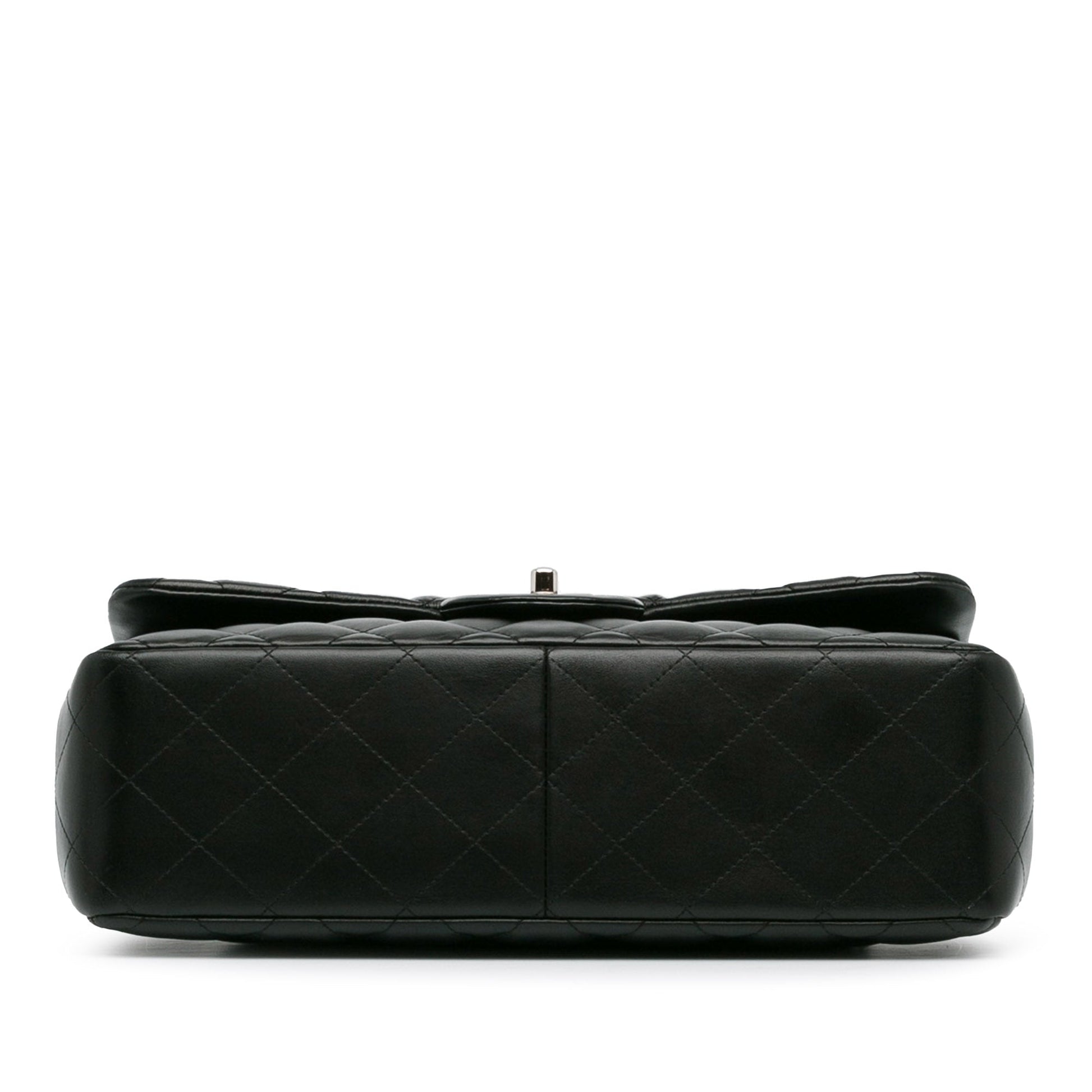 Second hand Chanel Classic Double Flap Jumbo Lambskin Leather Matelassè Handbag Black - Tabita Bags