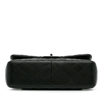 Second hand Chanel Classic Double Flap Jumbo Lambskin Leather Matelassè Handbag Black - Tabita Bags
