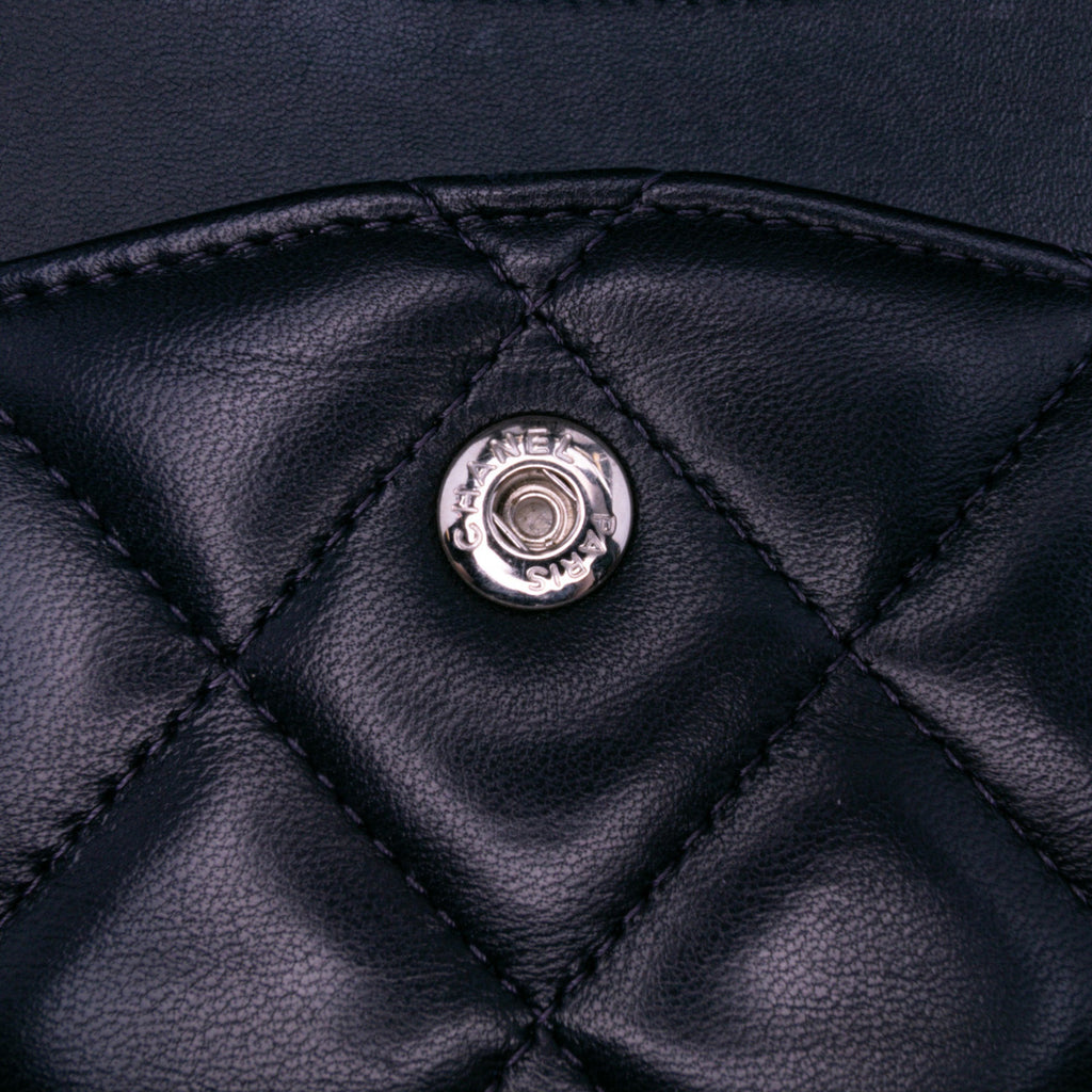 Second hand Chanel Classic Double Flap Jumbo Lambskin Leather Matelassè Handbag Black - Tabita Bags