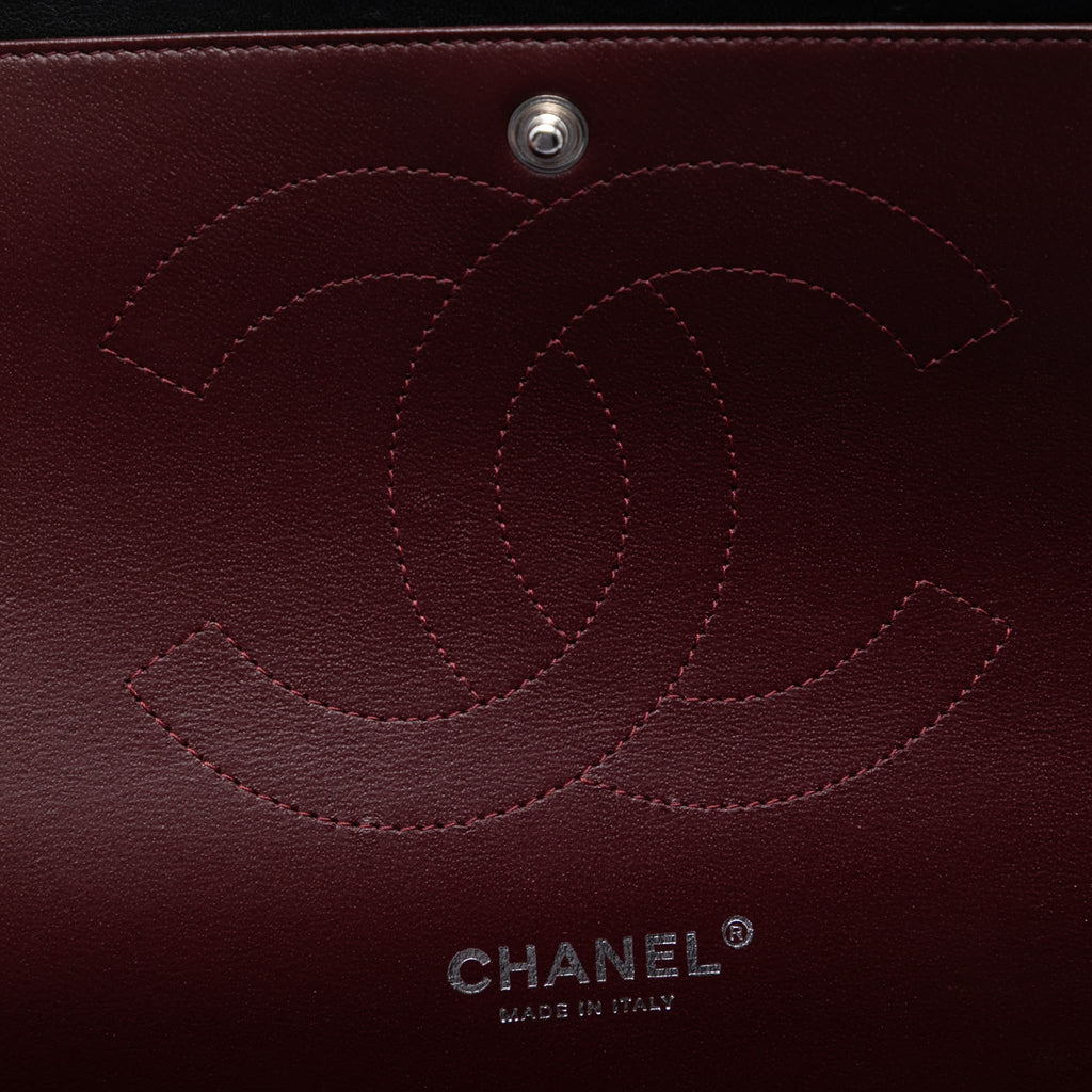 Second hand Chanel Classic Double Flap Jumbo Lambskin Leather Matelassè Handbag Black - Tabita Bags