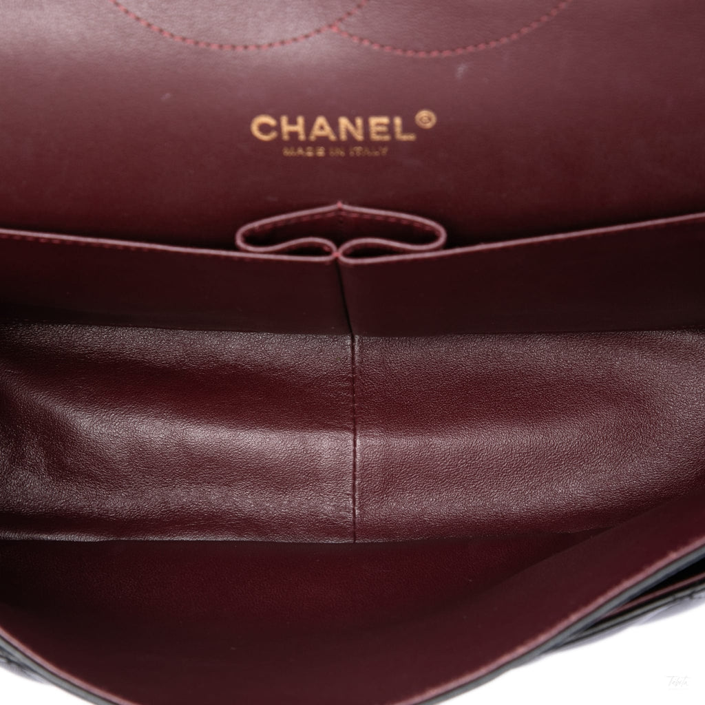 Second hand Chanel Classic Double Flap Jumbo Lambskin Leather Matelassè Handbag Black - Tabita Bags