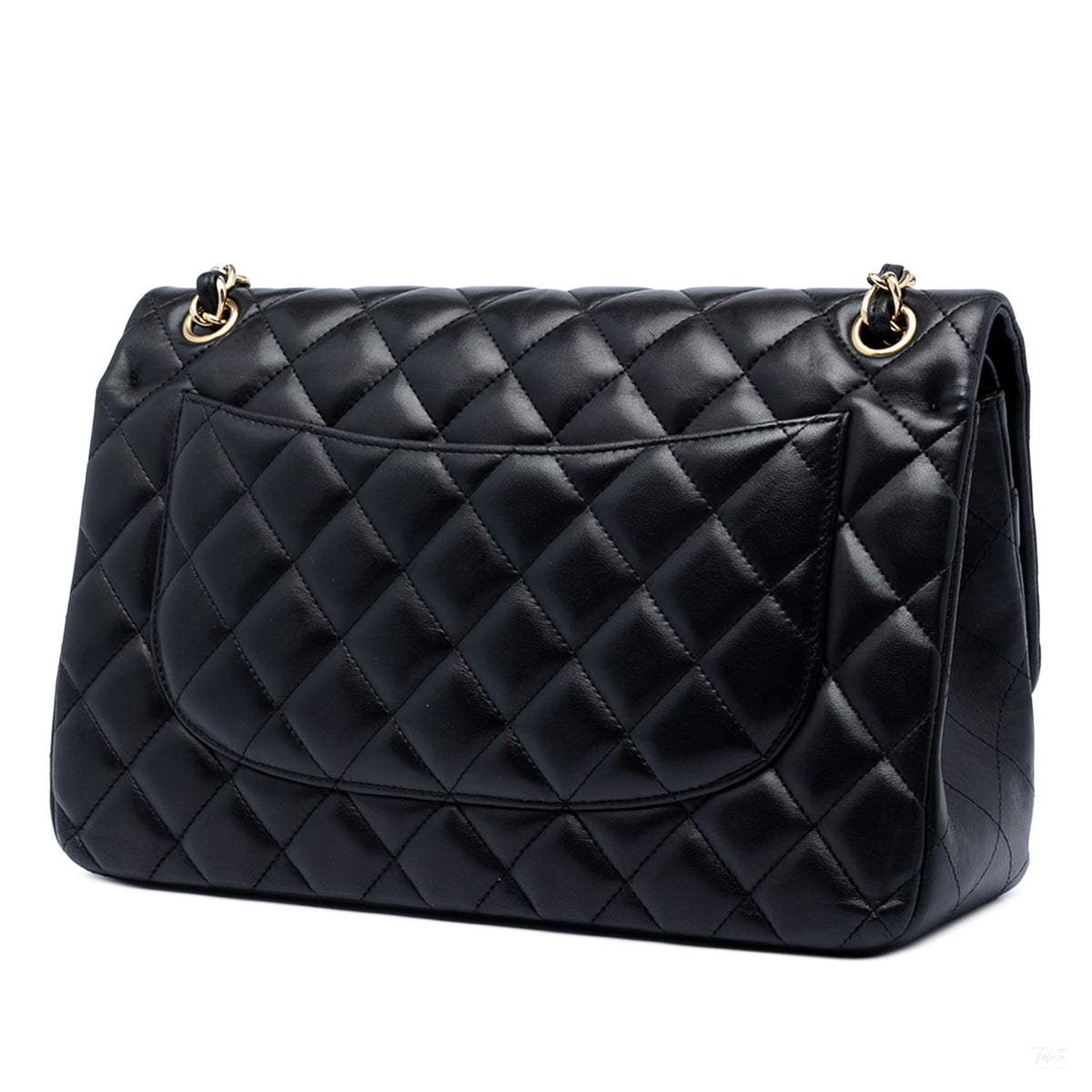 Second hand Chanel Classic Double Flap Jumbo Lambskin Leather Matelassè Handbag Black - Tabita Bags