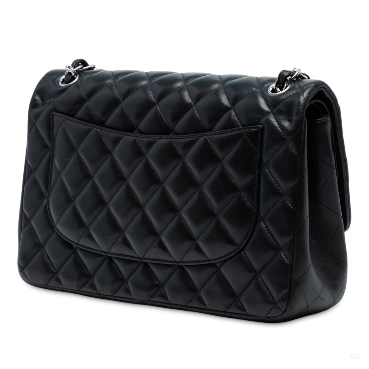 Second hand Chanel Classic Double Flap Jumbo Lambskin Leather Matelassè Handbag Black - Tabita Bags