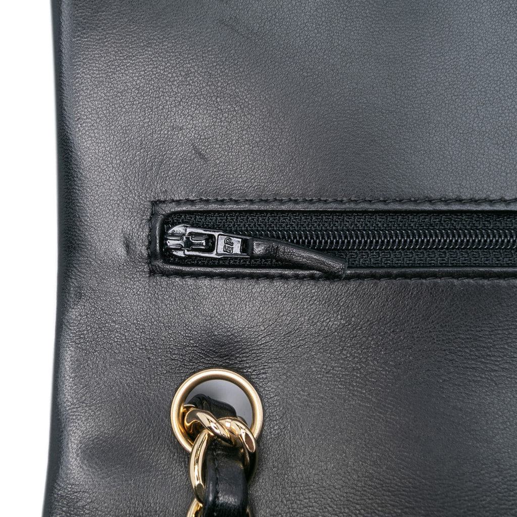 Second hand Chanel Classic Double Flap Jumbo Lambskin Leather Matelassè Handbag Black - Tabita Bags