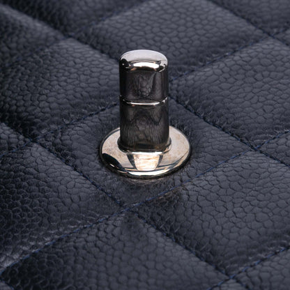 Second hand Chanel Classic Double Flap Jumbo Lambskin Leather Matelassè Handbag Blue - Tabita Bags