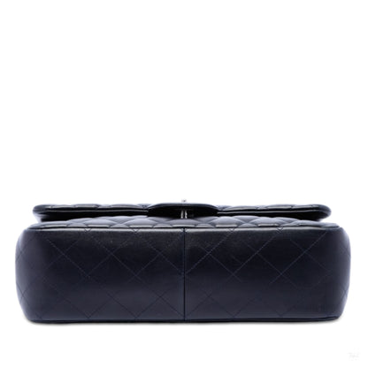 Second hand Chanel Classic Double Flap Jumbo Lambskin Leather Matelassè Handbag Blue - Tabita Bags