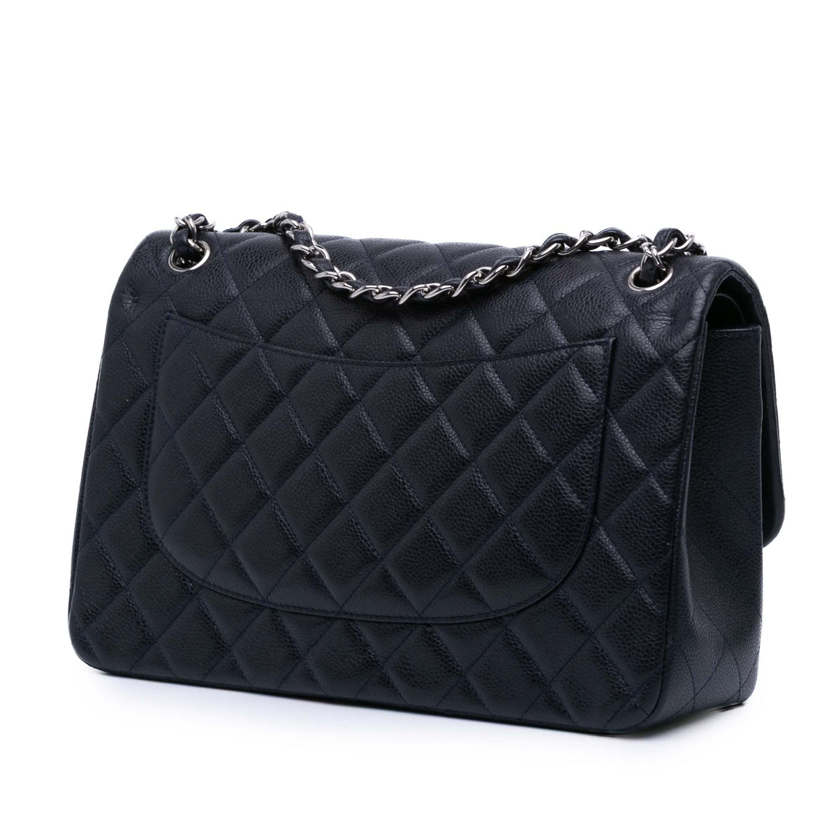 Second hand Chanel Classic Double Flap Jumbo Lambskin Leather Matelassè Handbag Blue - Tabita Bags