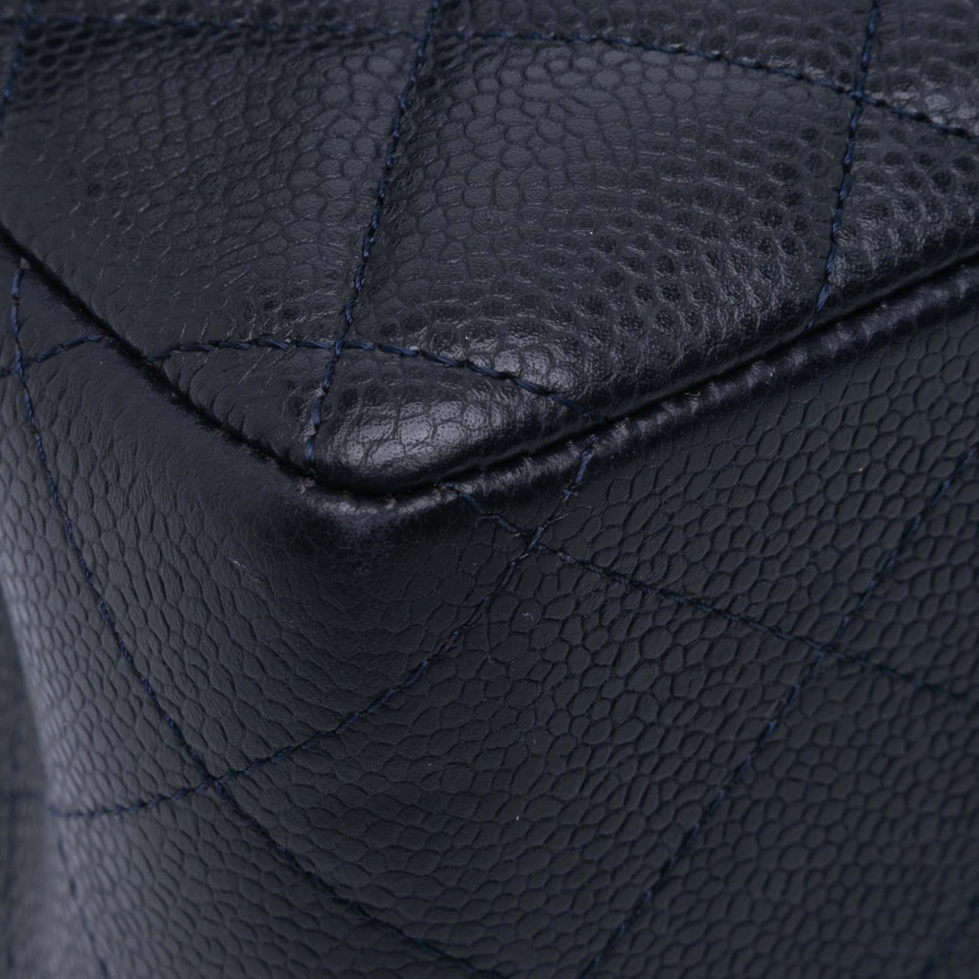 Second hand Chanel Classic Double Flap Jumbo Lambskin Leather Matelassè Handbag Blue - Tabita Bags