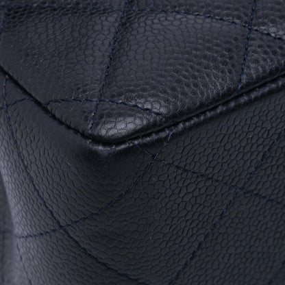 Second hand Chanel Classic Double Flap Jumbo Lambskin Leather Matelassè Handbag Blue - Tabita Bags