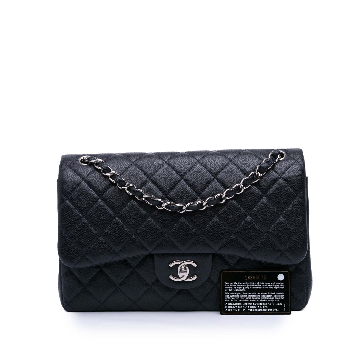 Second hand Chanel Classic Double Flap Jumbo Lambskin Leather Matelassè Handbag Blue - Tabita Bags