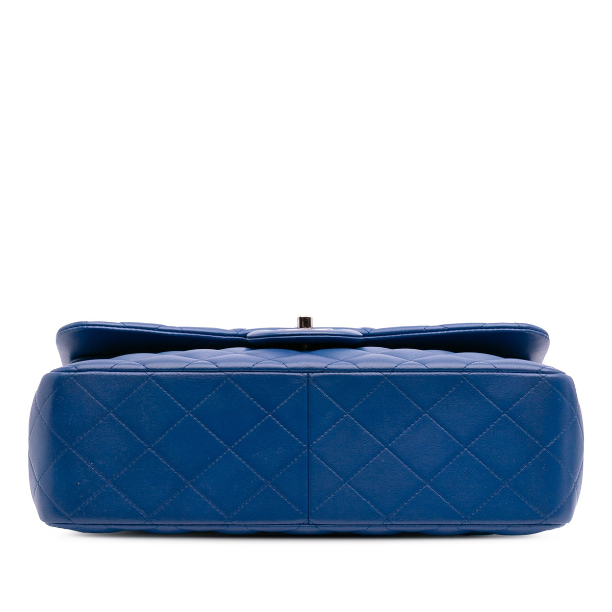Second hand Chanel Classic Double Flap Jumbo Lambskin Leather Matelassè Handbag Blue - Tabita Bags