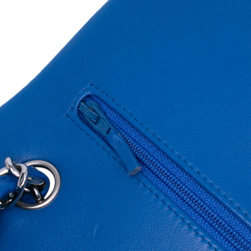 Second hand Chanel Classic Double Flap Jumbo Lambskin Leather Matelassè Handbag Blue - Tabita Bags