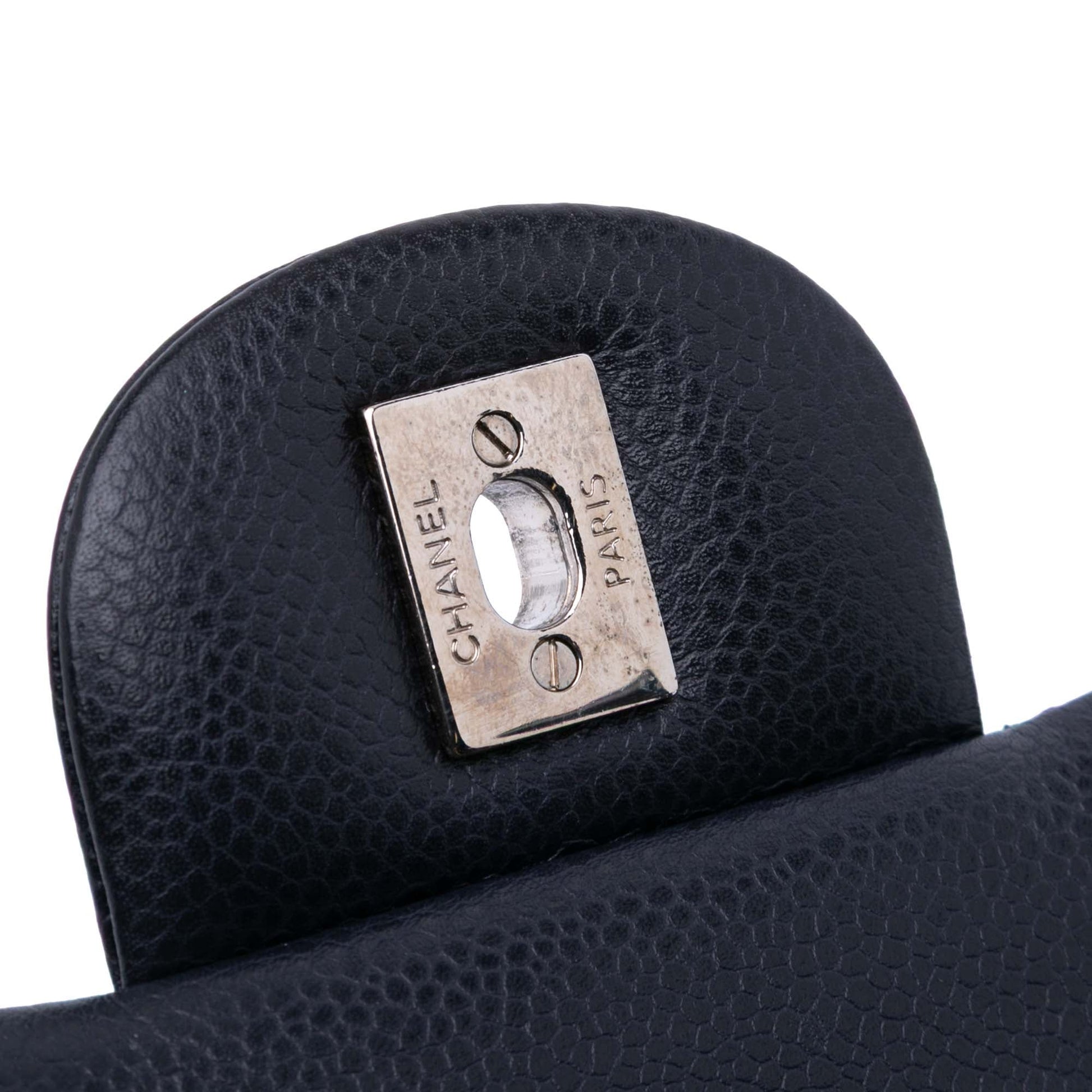 Second hand Chanel Classic Double Flap Jumbo Lambskin Leather Matelassè Handbag Blue - Tabita Bags