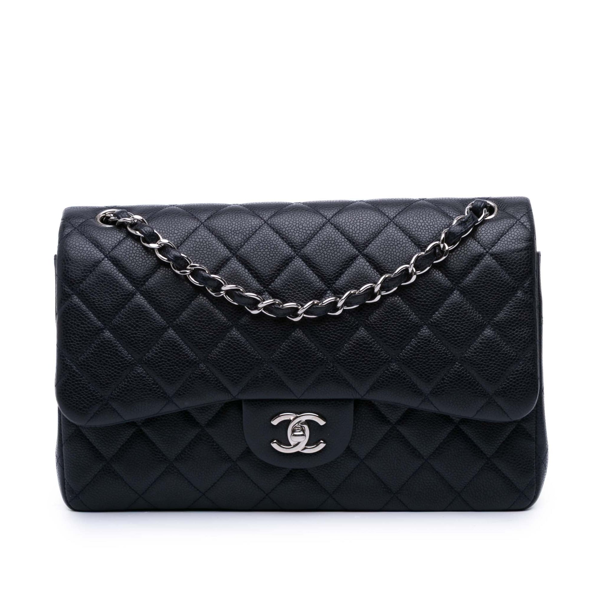 Second hand Chanel Classic Double Flap Jumbo Lambskin Leather Matelassè Handbag Blue - Tabita Bags