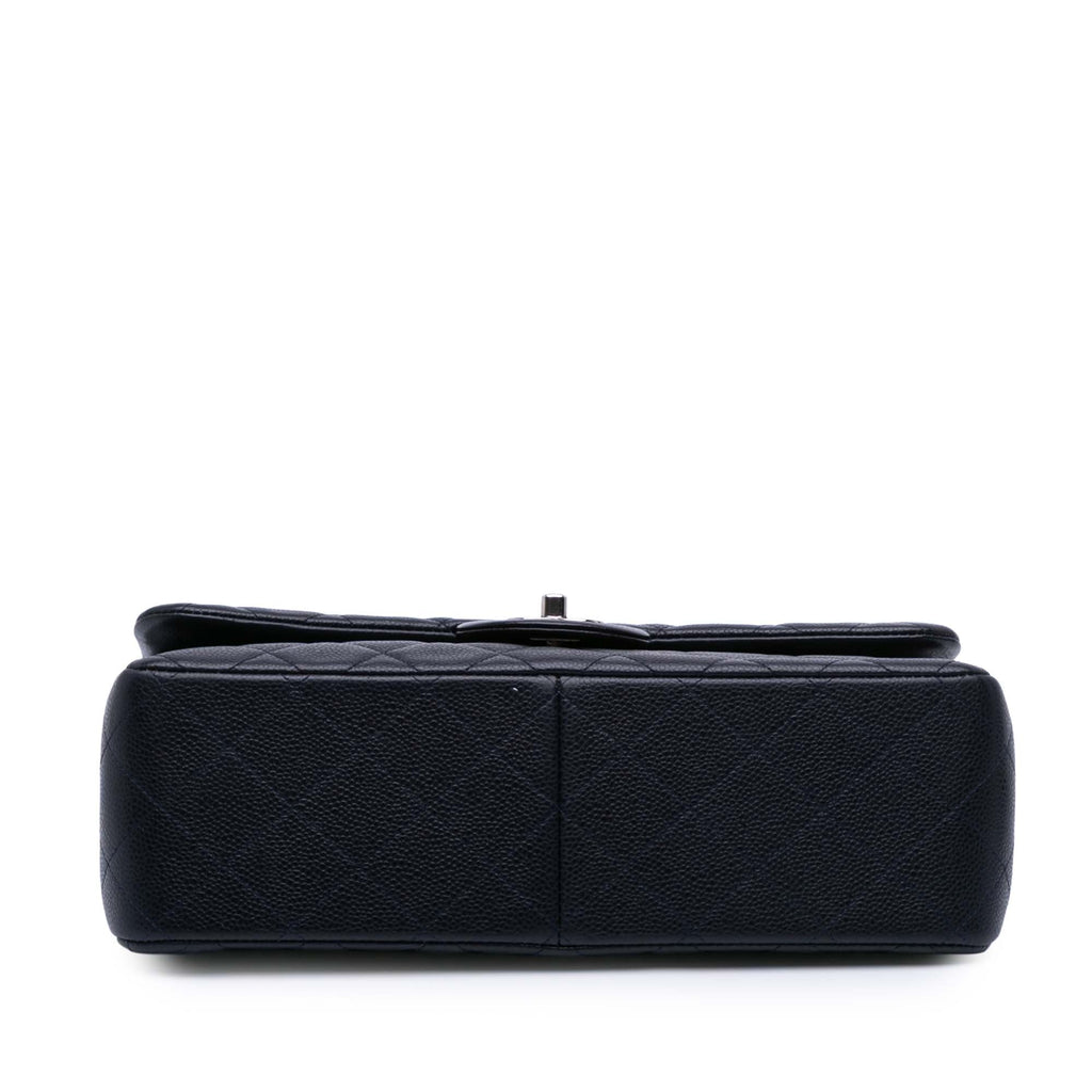Second hand Chanel Classic Double Flap Jumbo Lambskin Leather Matelassè Handbag Blue - Tabita Bags