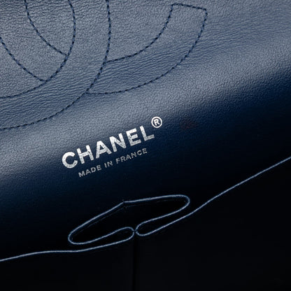 Second hand Chanel Classic Double Flap Jumbo Lambskin Leather Matelassè Handbag Blue - Tabita Bags