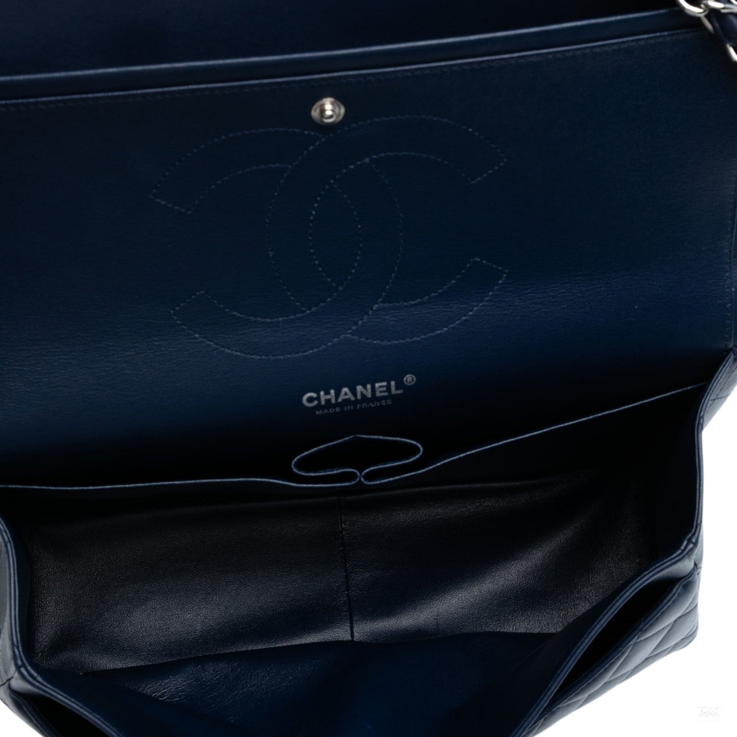 Second hand Chanel Classic Double Flap Jumbo Lambskin Leather Matelassè Handbag Blue - Tabita Bags