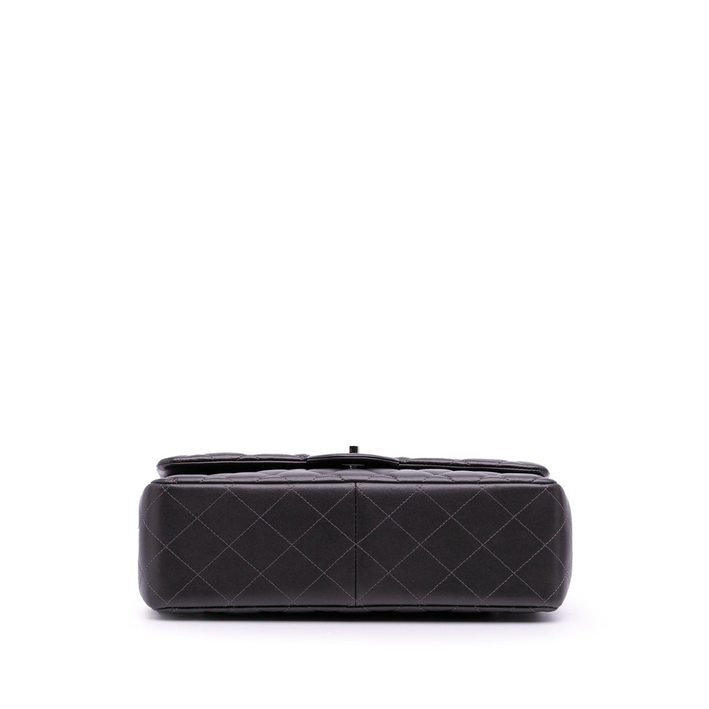 Second hand Chanel Classic Double Flap Jumbo Lambskin Leather Matelassè Handbag Grey - Tabita Bags