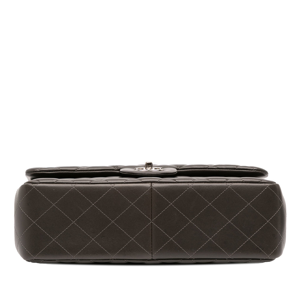 Second hand Chanel Classic Double Flap Jumbo Lambskin Leather Matelassè Handbag Grey - Tabita Bags