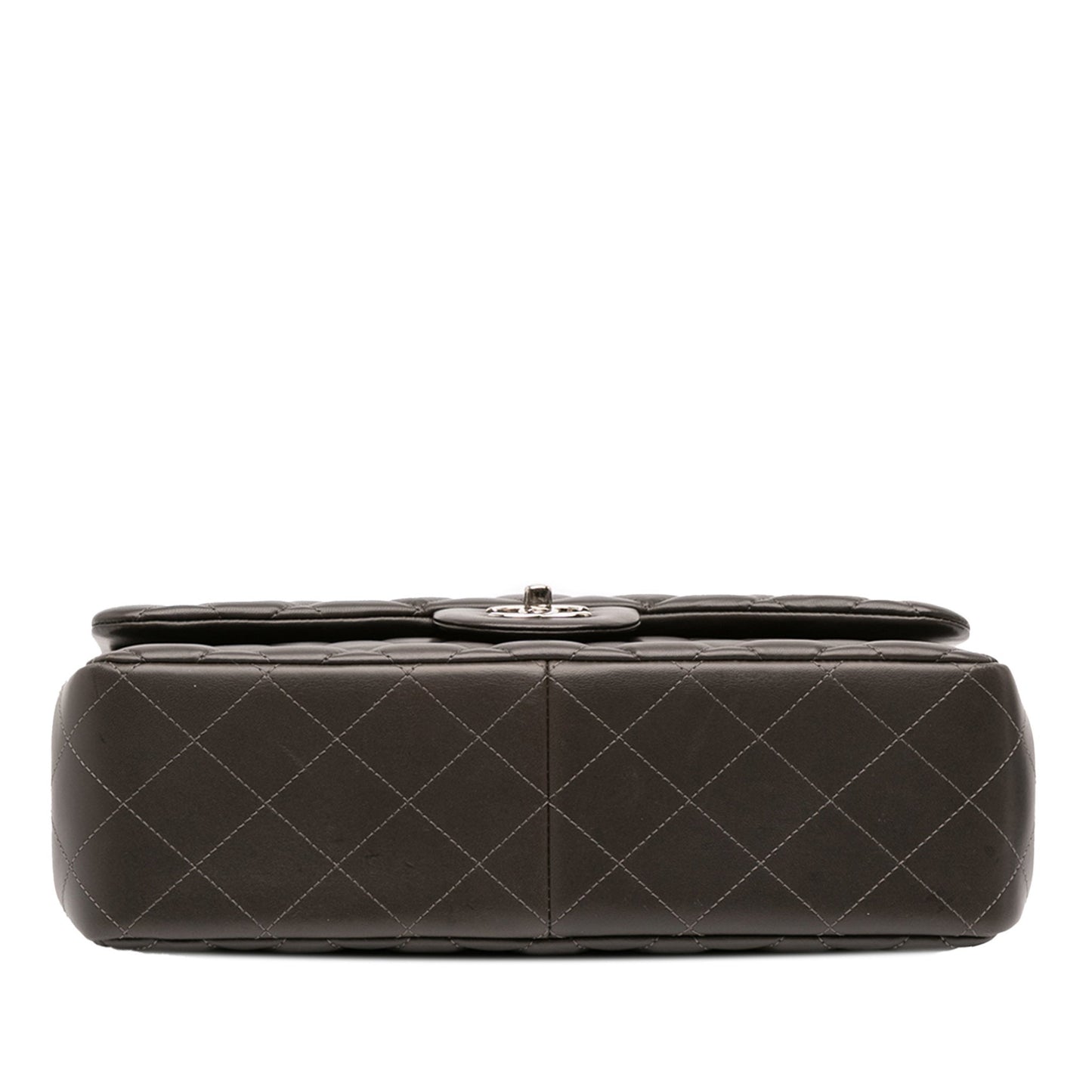 Second hand Chanel Classic Double Flap Jumbo Lambskin Leather Matelassè Handbag Grey - Tabita Bags