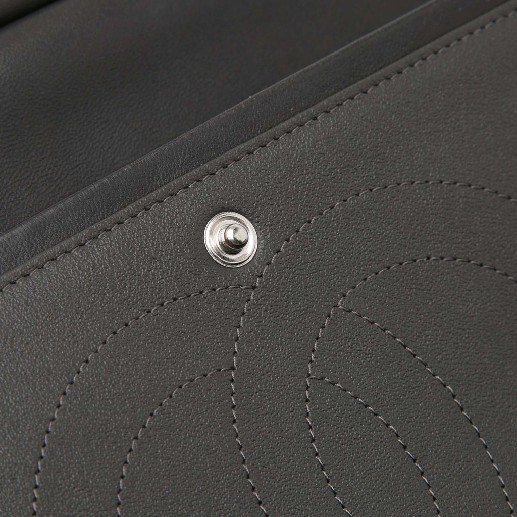 Second hand Chanel Classic Double Flap Jumbo Lambskin Leather Matelassè Handbag Grey - Tabita Bags