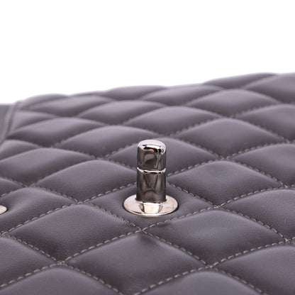 Second hand Chanel Classic Double Flap Jumbo Lambskin Leather Matelassè Handbag Grey - Tabita Bags