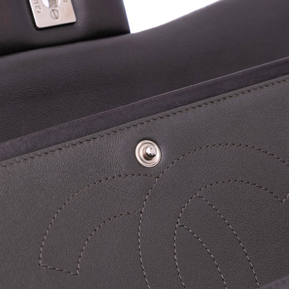 Second hand Chanel Classic Double Flap Jumbo Lambskin Leather Matelassè Handbag Grey - Tabita Bags