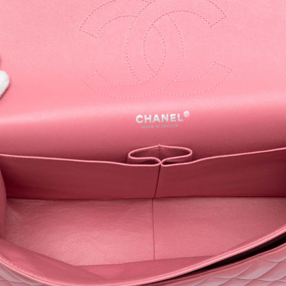 Second hand Chanel Classic Double Flap Jumbo Lambskin Leather Matelassè Handbag Pink - Tabita Bags