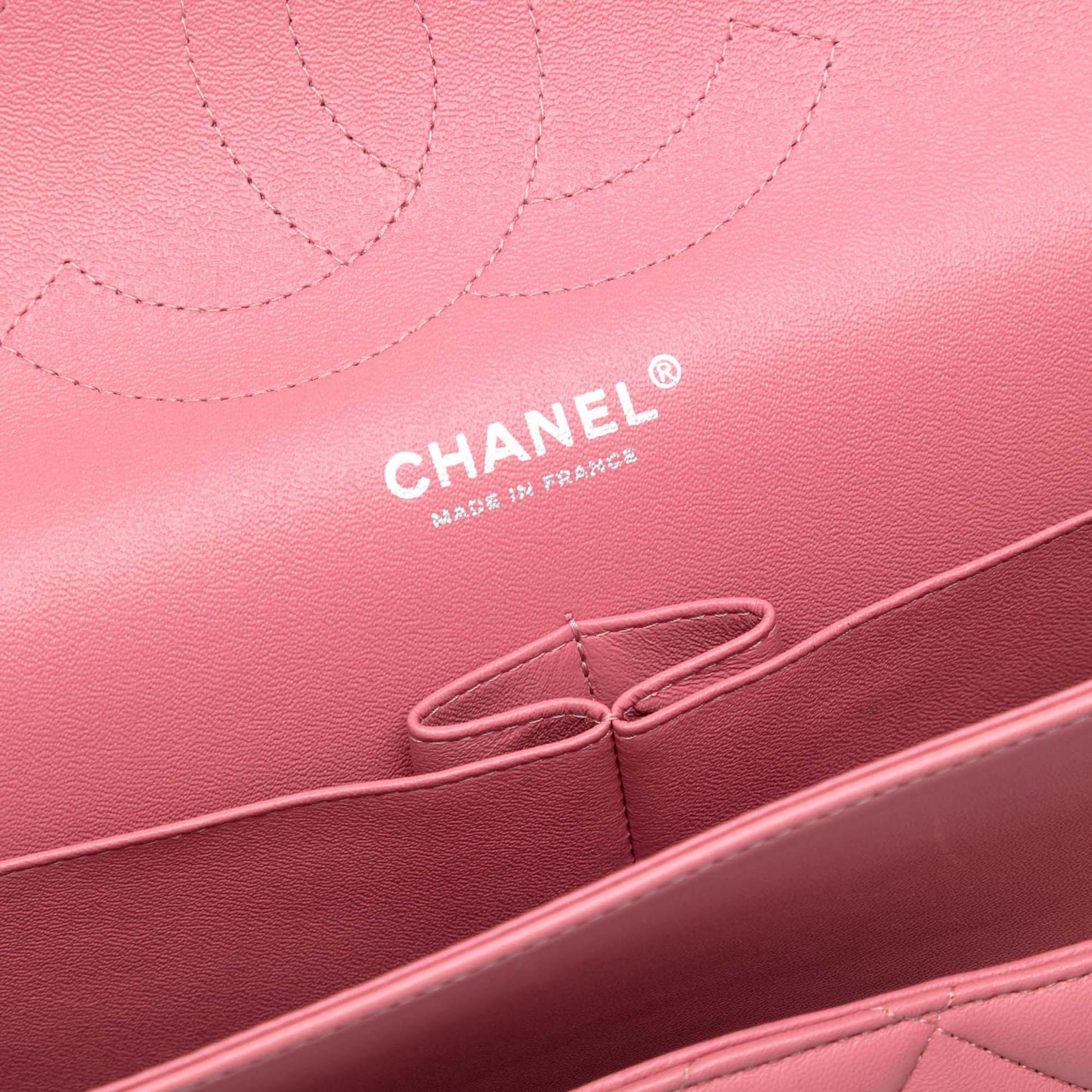 Second hand Chanel Classic Double Flap Jumbo Lambskin Leather Matelassè Handbag Pink - Tabita Bags