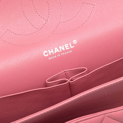 Second hand Chanel Classic Double Flap Jumbo Lambskin Leather Matelassè Handbag Pink - Tabita Bags