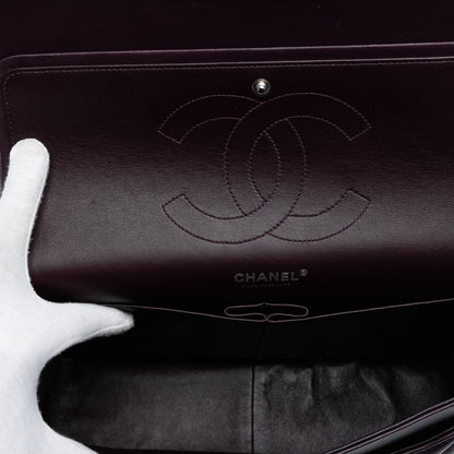 Second hand Chanel Classic Double Flap Jumbo Lambskin Leather Matelassè Handbag Purple - Tabita Bags
