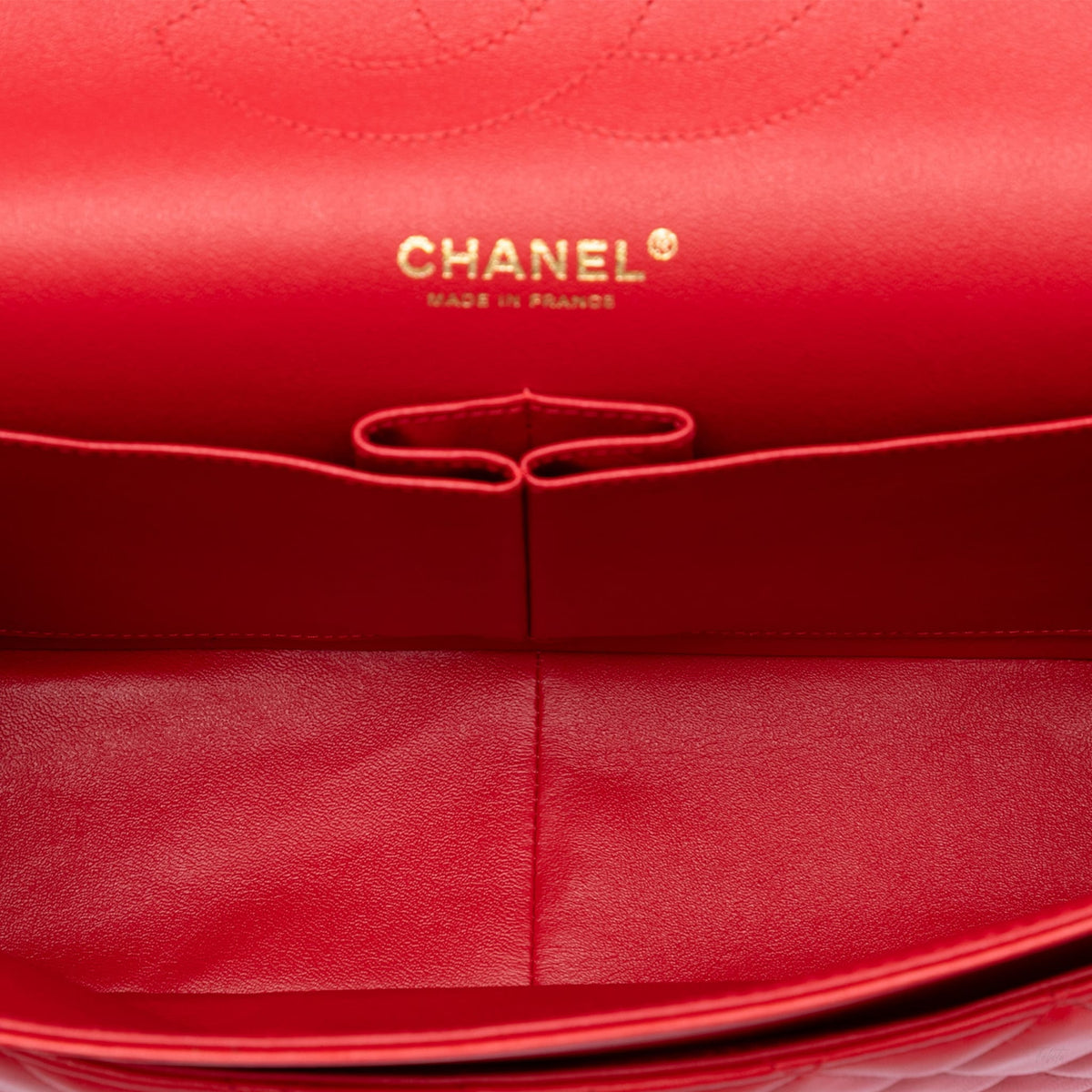 Second hand Chanel Classic Double Flap Jumbo Lambskin Leather Matelassè Handbag Red - Tabita Bags