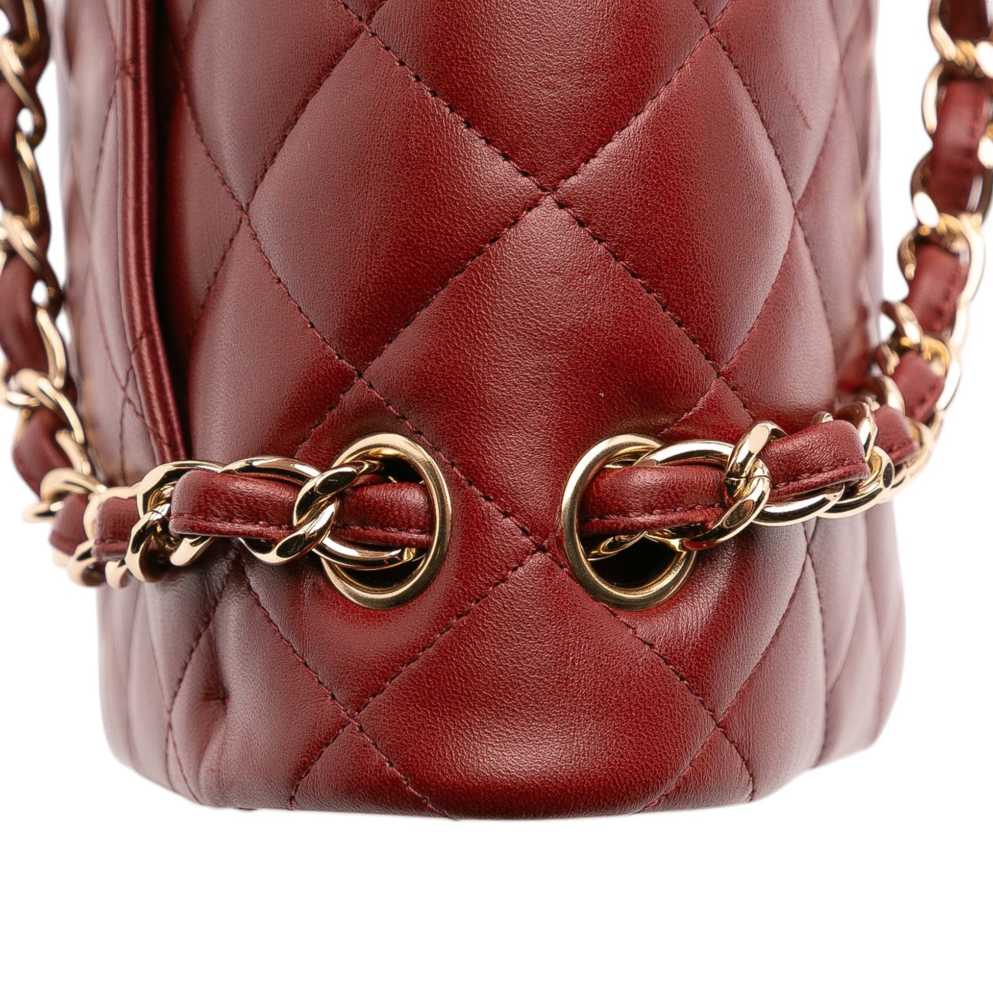 Second hand Chanel Classic Double Flap Jumbo Lambskin Leather Matelassè Handbag Red - Tabita Bags