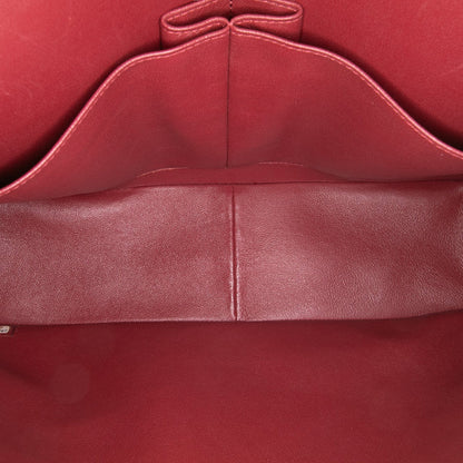 Second hand Chanel Classic Double Flap Jumbo Lambskin Leather Matelassè Handbag Red - Tabita Bags