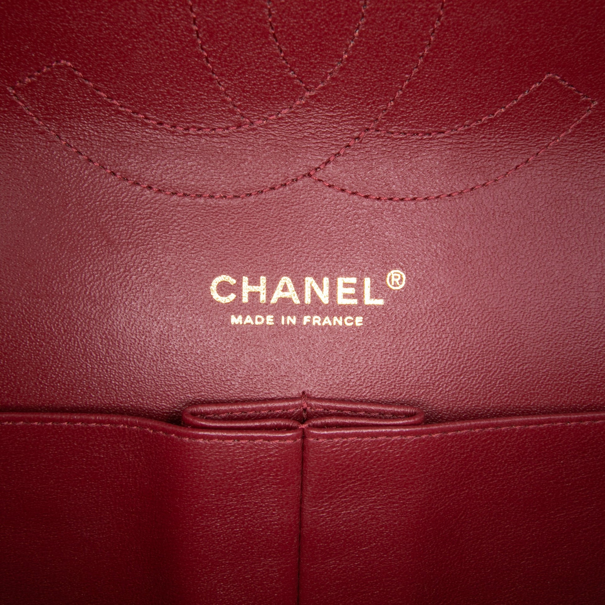 Second hand Chanel Classic Double Flap Jumbo Lambskin Leather Matelassè Handbag Red - Tabita Bags