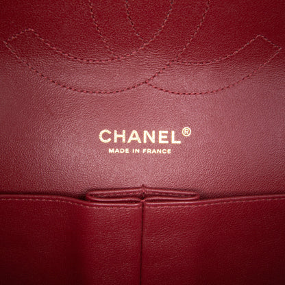 Second hand Chanel Classic Double Flap Jumbo Lambskin Leather Matelassè Handbag Red - Tabita Bags