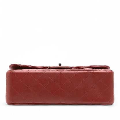 Second hand Chanel Classic Double Flap Jumbo Lambskin Leather Matelassè Handbag Red - Tabita Bags