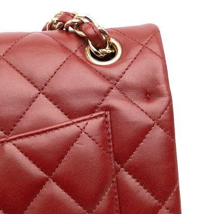 Second hand Chanel Classic Double Flap Jumbo Lambskin Leather Matelassè Handbag Red - Tabita Bags