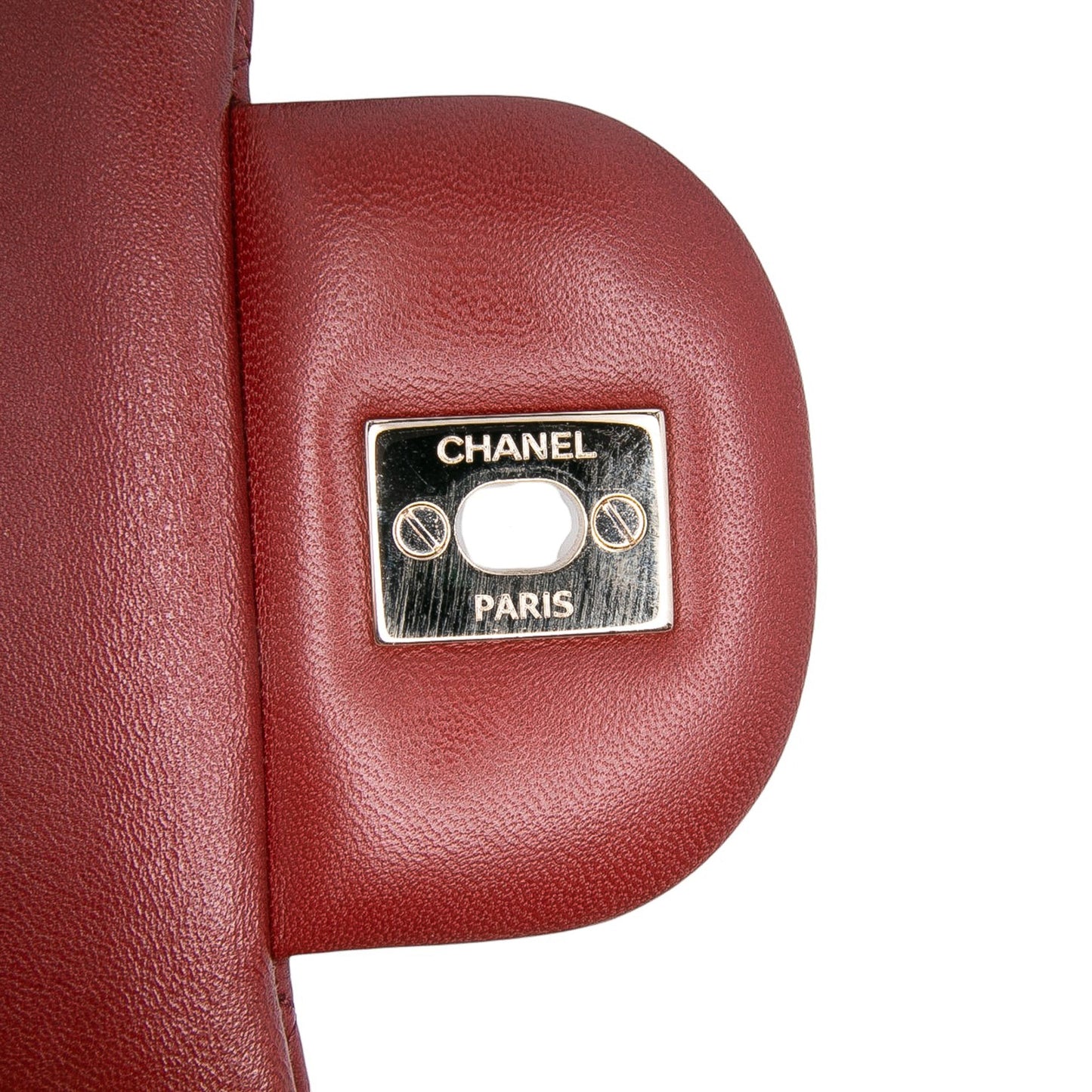 Second hand Chanel Classic Double Flap Jumbo Lambskin Leather Matelassè Handbag Red - Tabita Bags